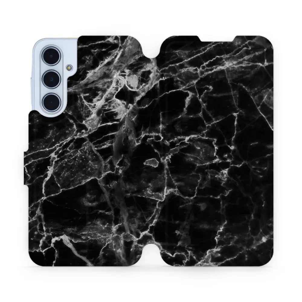 Etui z klapką do Galaxy M35 5G, Mobiwear Book, czarny marmur