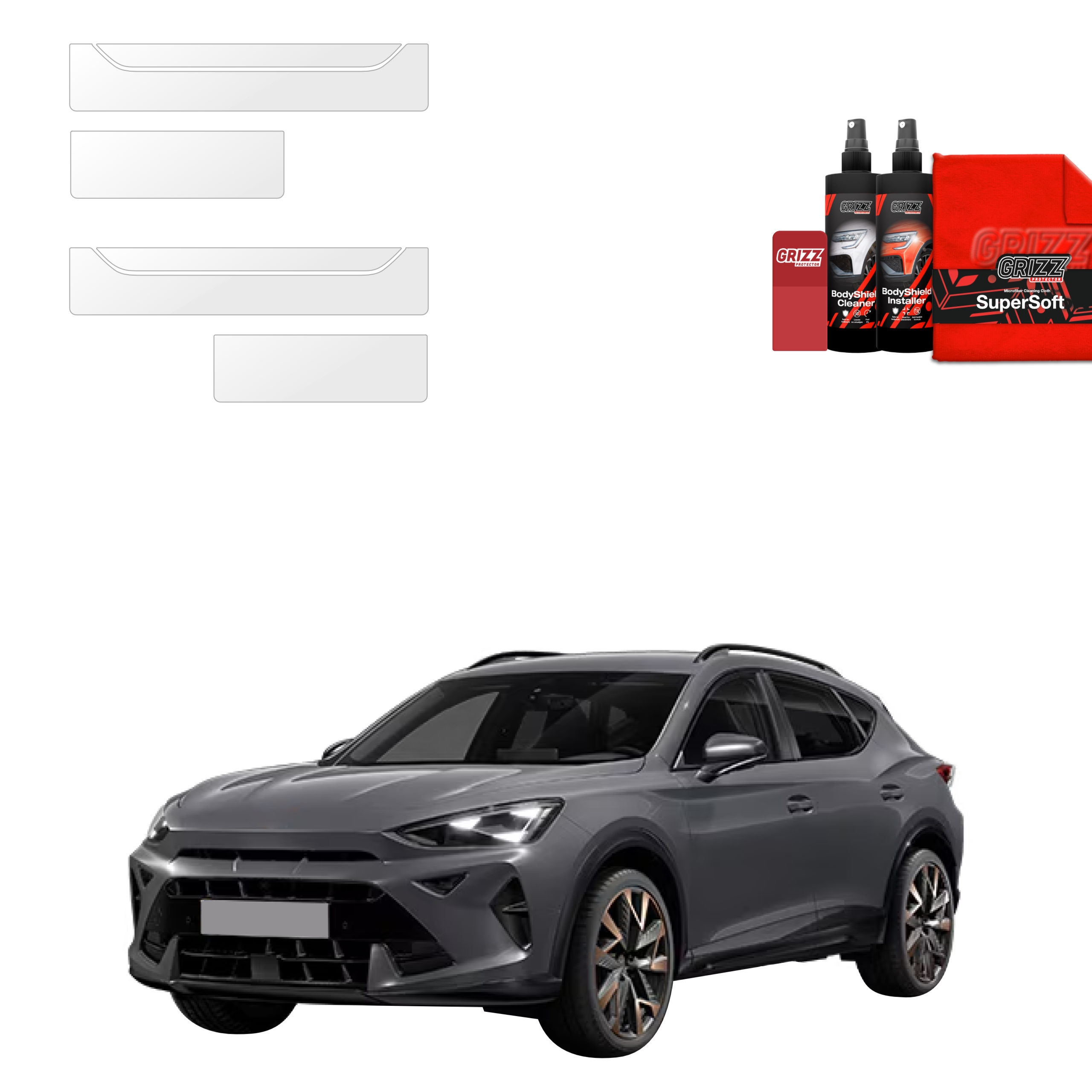 4w1 Czarna powłoka techniczna Grizz Protector na progi Audi R8 (2018-2023)