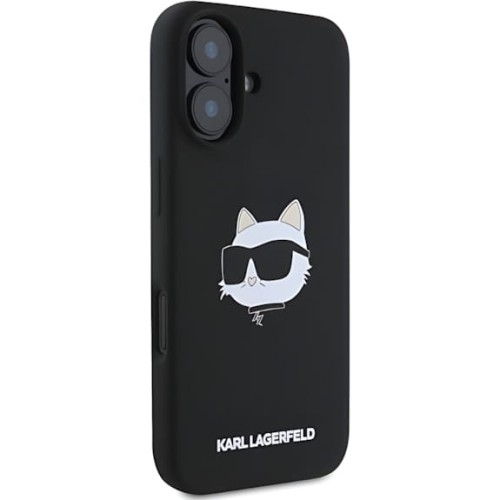 Image of Etui Karl Lagerfeld Hard Case Silicone Choupette Head do iPhone 16, czarne