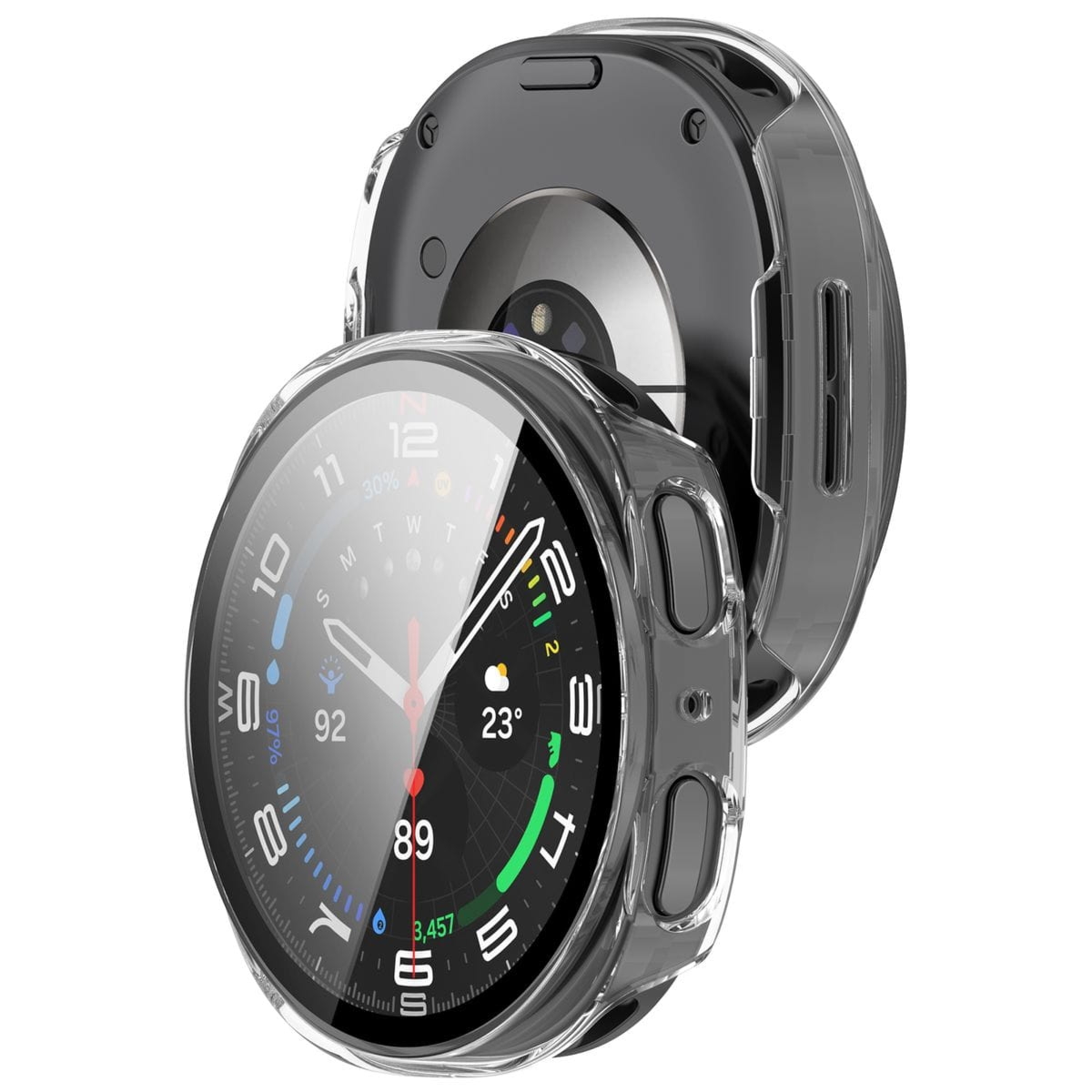 Etui ze szkłem do zegarka Bizon Case Watch Adamo do Galaxy Watch 8 44 mm, przeźroczyste