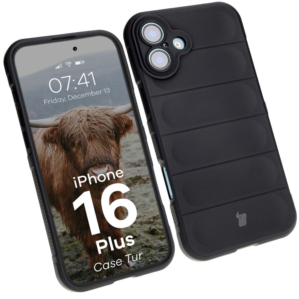 Image of Pancerne etui Bizon Case Tur do iPhone 16 Plus, czarne