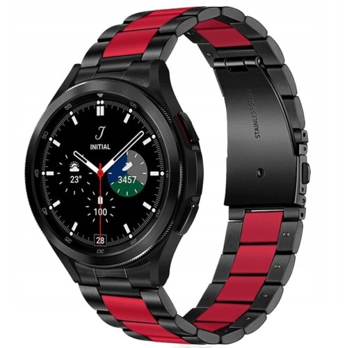 Image of OUTLET: Stalowa bransoletka Tech-Protect Stainless do Galaxy Watch 7/6/5 Pro/5/4/FE, czarno-czerwony