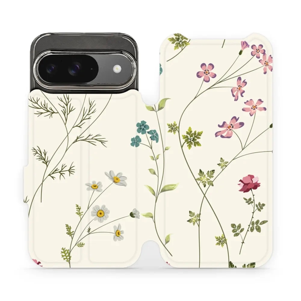 Etui z klapką do Google Pixel 9, Mobiwear Book, polne kwiaty