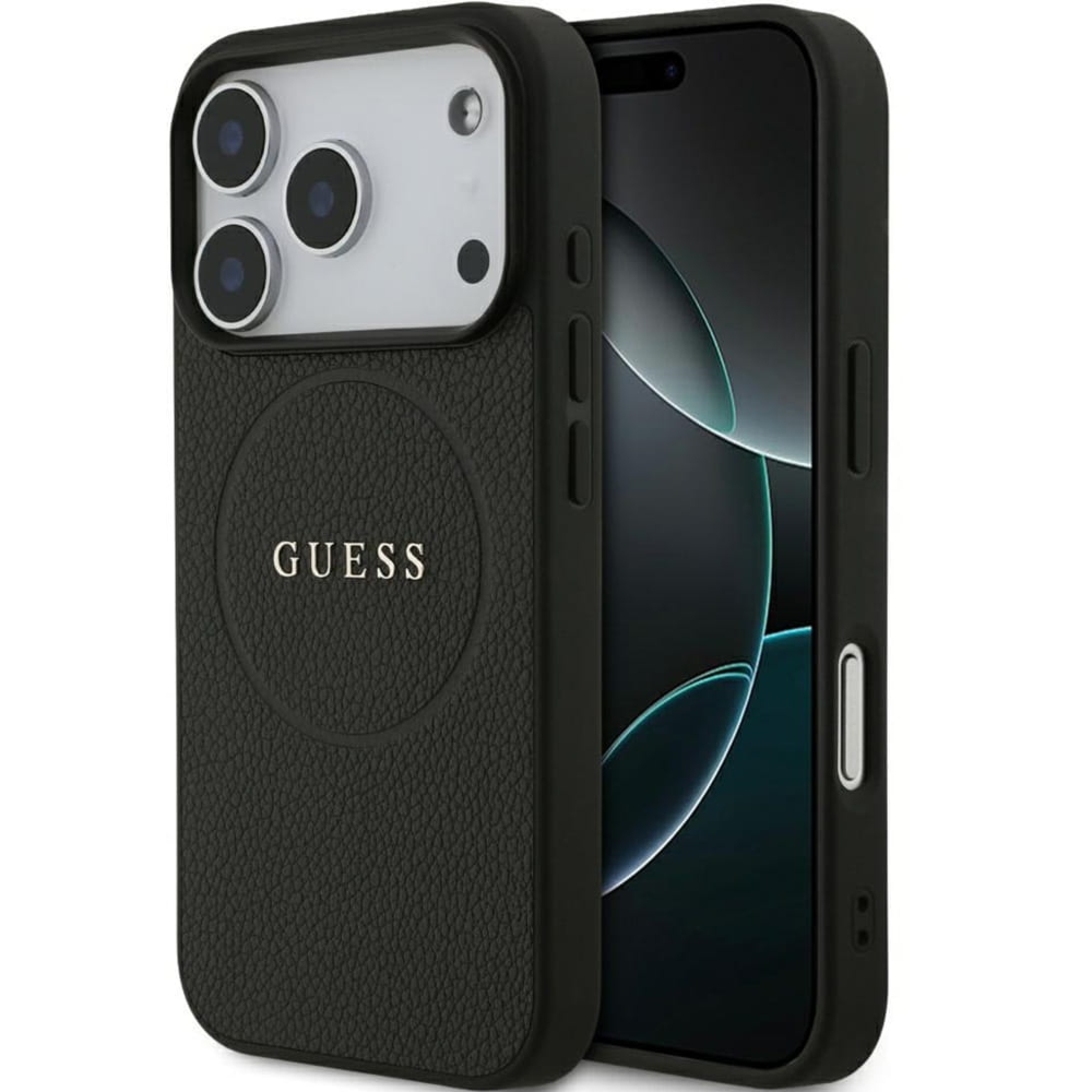 Etui Guess Hardcase Grained Ring do MagSafe do iPhone 18 Pro / 17 Pro, czarne