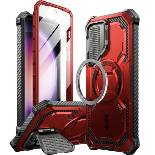 Image of Etui pancerne Supcase i-Blason Armorbox Mag SP do Galaxy S24, do MagSafe, czerwone