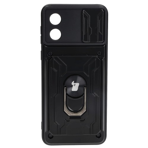 Image of Etui Bizon Case Camshield Card Slot Ring do Motorola Moto E13 5G, czarne