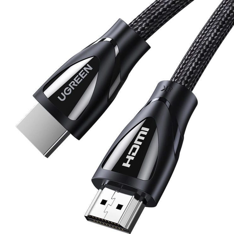 Kabel nylonowy Ugreen HD140 przewód HDMI 2.1, 8K / 60Hz, 2 m, czarny