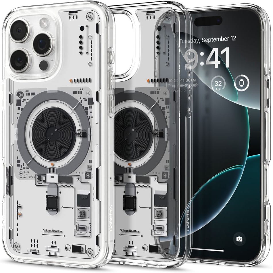 Image of Etui Spigen Ultra Hybrid Mag do MagSafe do iPhone 16 Pro Max, przezroczysto-wzorzyste (Neo One)