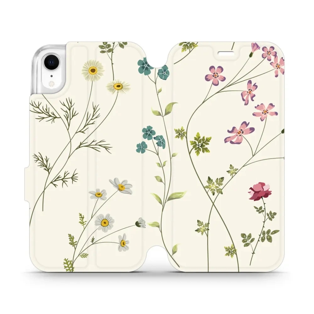 Etui z klapką do iPhone Xr, Mobiwear Book, polne kwiaty