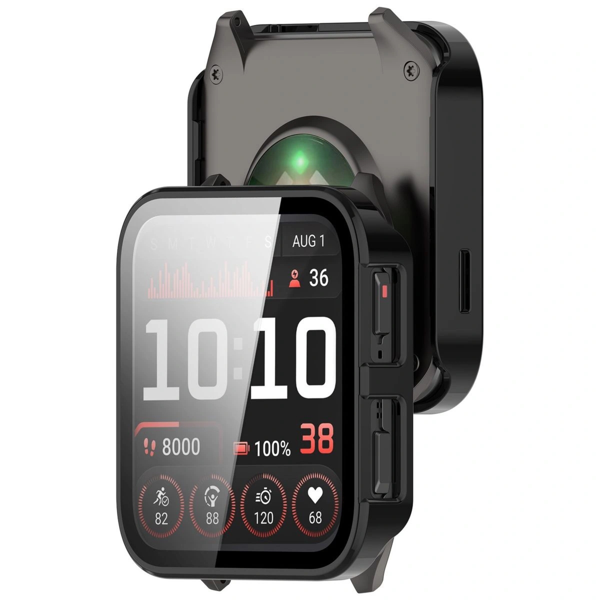 Etui ze szkłem do zegarka Bizon Case Watch Adamo do Garmin Venu X1, czarne