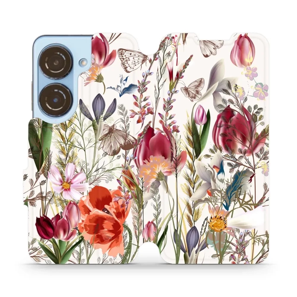 Image of Etui z klapką do Asus Zenfone 10, Mobiwear Book, bukiet kwiatów