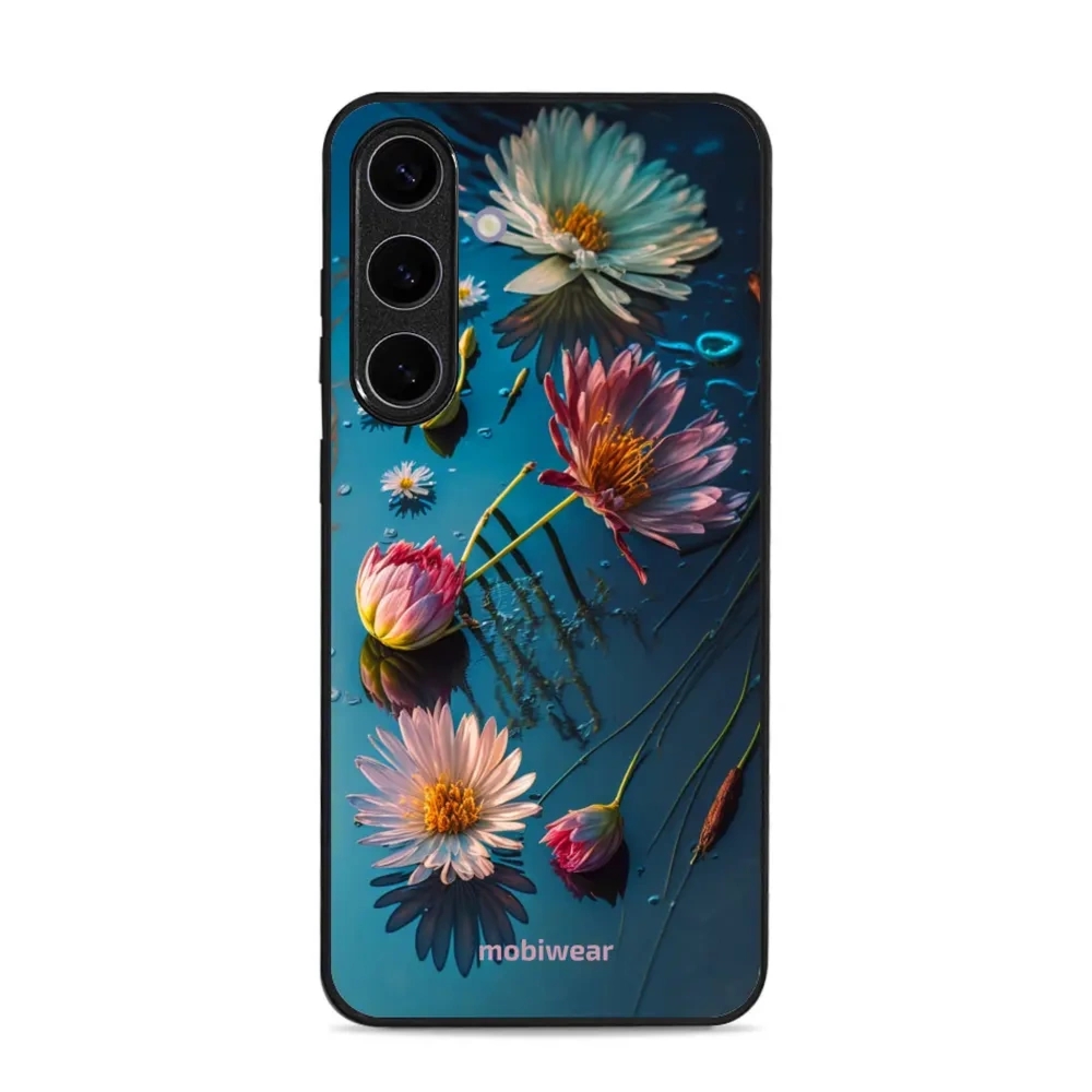 Etui ochronne do Galaxy S25 Plus, Mobiwear Glossy Case, niebiesko-kwieciste