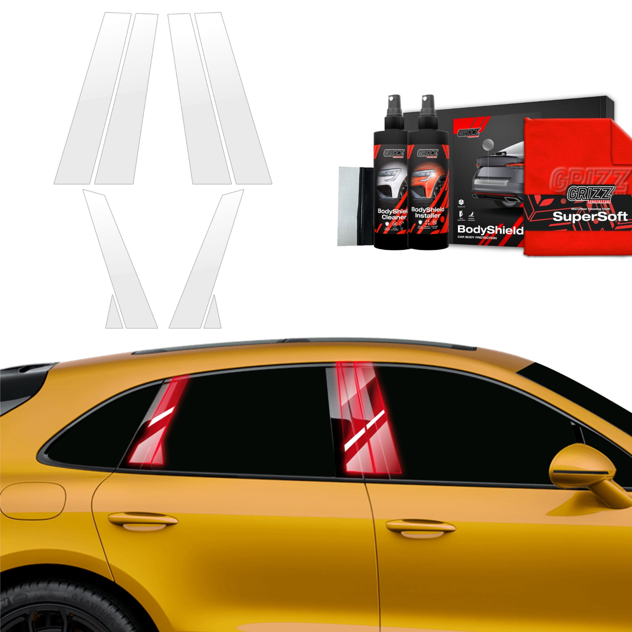 8w1 Folia ochronna na słupki Grizz Protector do Porsche Macan GTS (2021-2024)