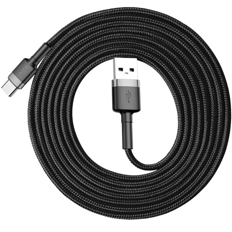 OUTLET: Kabel Baseus Cafule 2A USB-A do USB-C 2m, czarno-szary