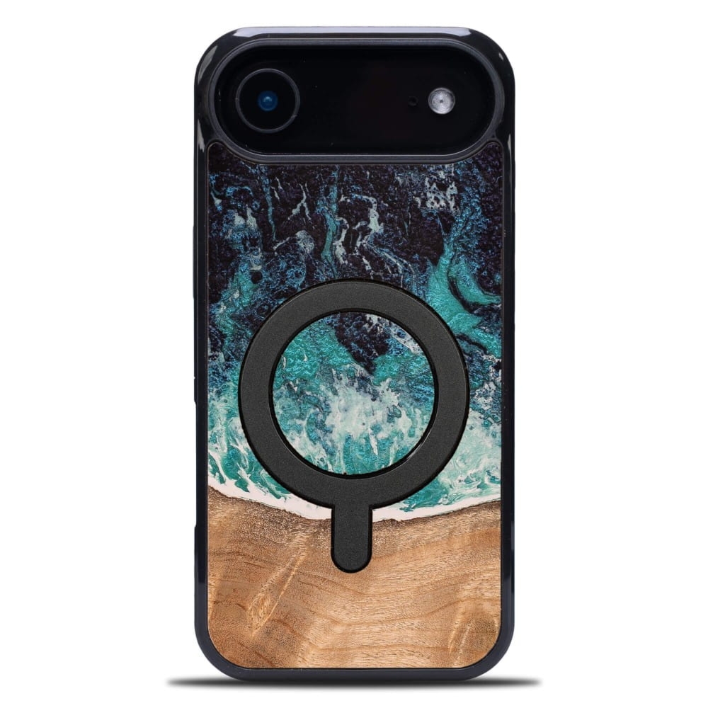 Drewniane etui do iPhone Air, Bewood Unique Dream Island do MagSafe, niebiesko-brązowe