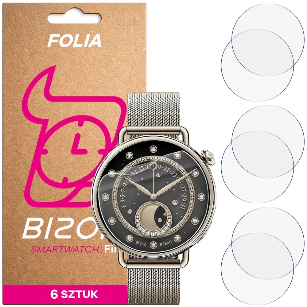 Folia ochronna na ekran zegarka Bizon Watch Film HydroFlex do Xiaomi Watch S4 41mm, 6 sztuk
