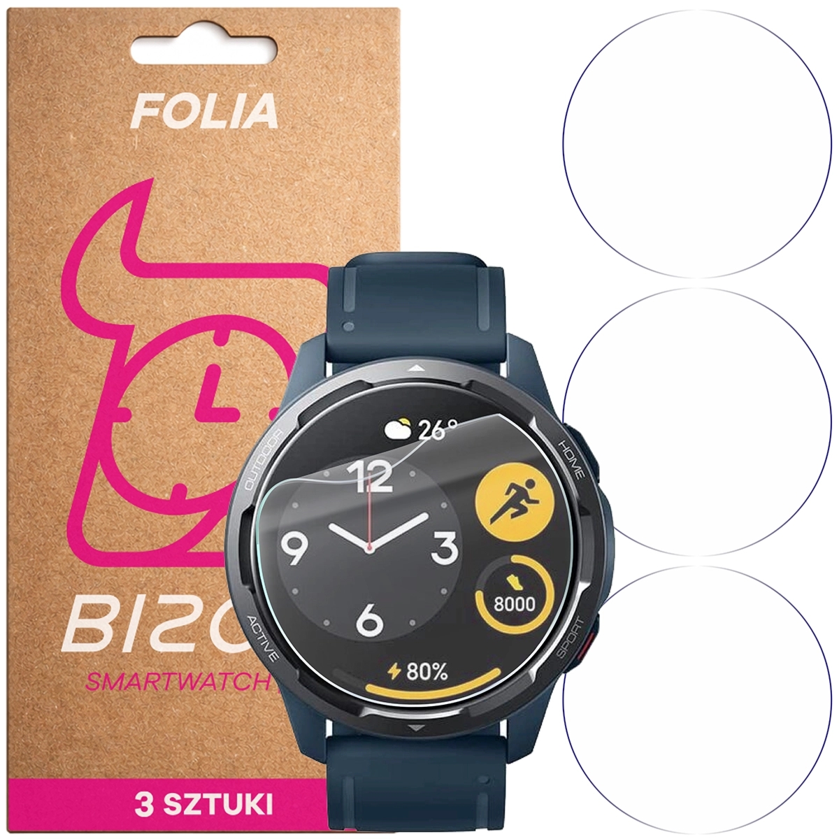 Folia ochronna na ekran zegarka Bizon Watch Film HydroFlex do Xiaomi Watch S1 Active, 3 sztuki