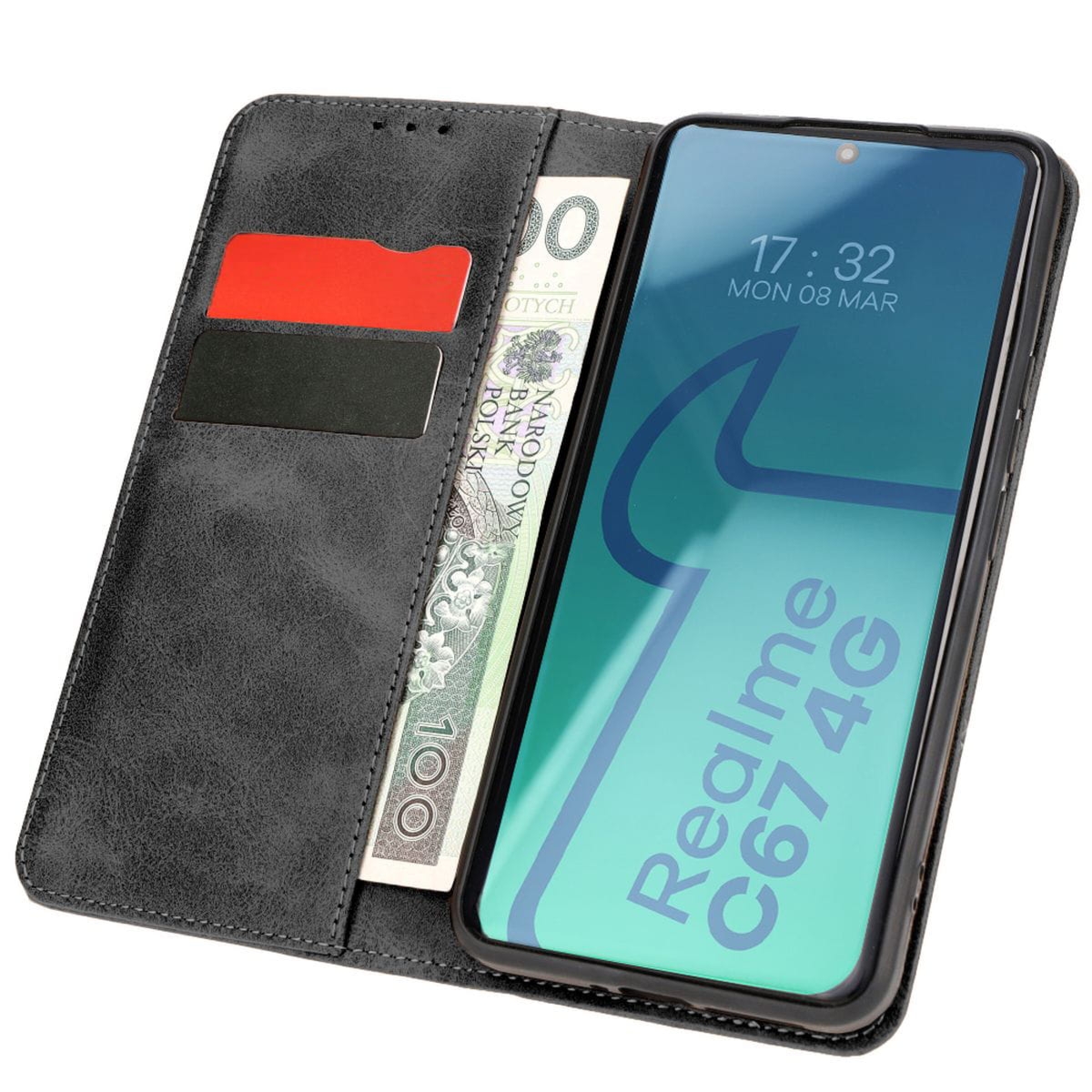 Etui z klapką Bizon Case Pocket Pro do Realme C67 4G, czarne
