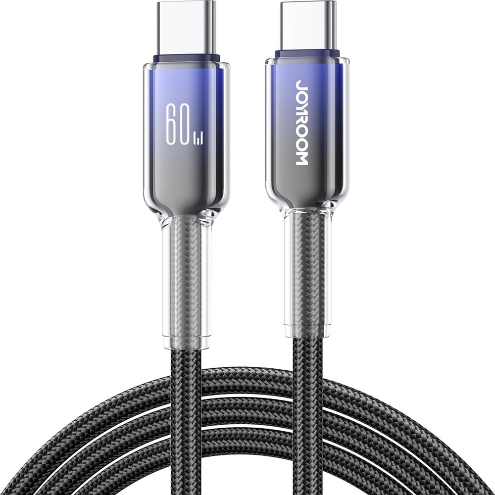 Image of Kabel do ładowania / transmisji danych Joyroom Crystal-Clear Series USB-C do USB-C, 60W PD, 1.2m, czarny