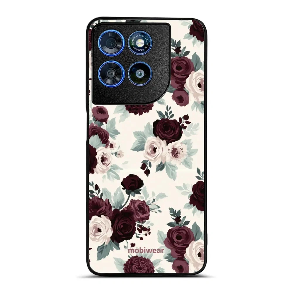 Etui ochronne do Motorola Moto G67 Power, Mobiwear Glossy Case, róże z szałwią na kremie