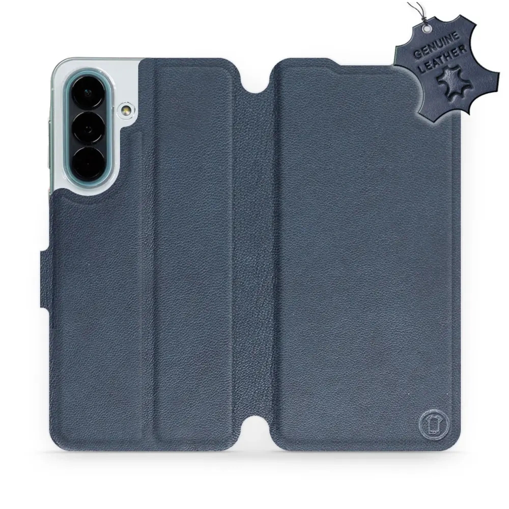 Etui z naturalnej skóry do Galaxy A27 5G, Mobiwear Leather, granatowe