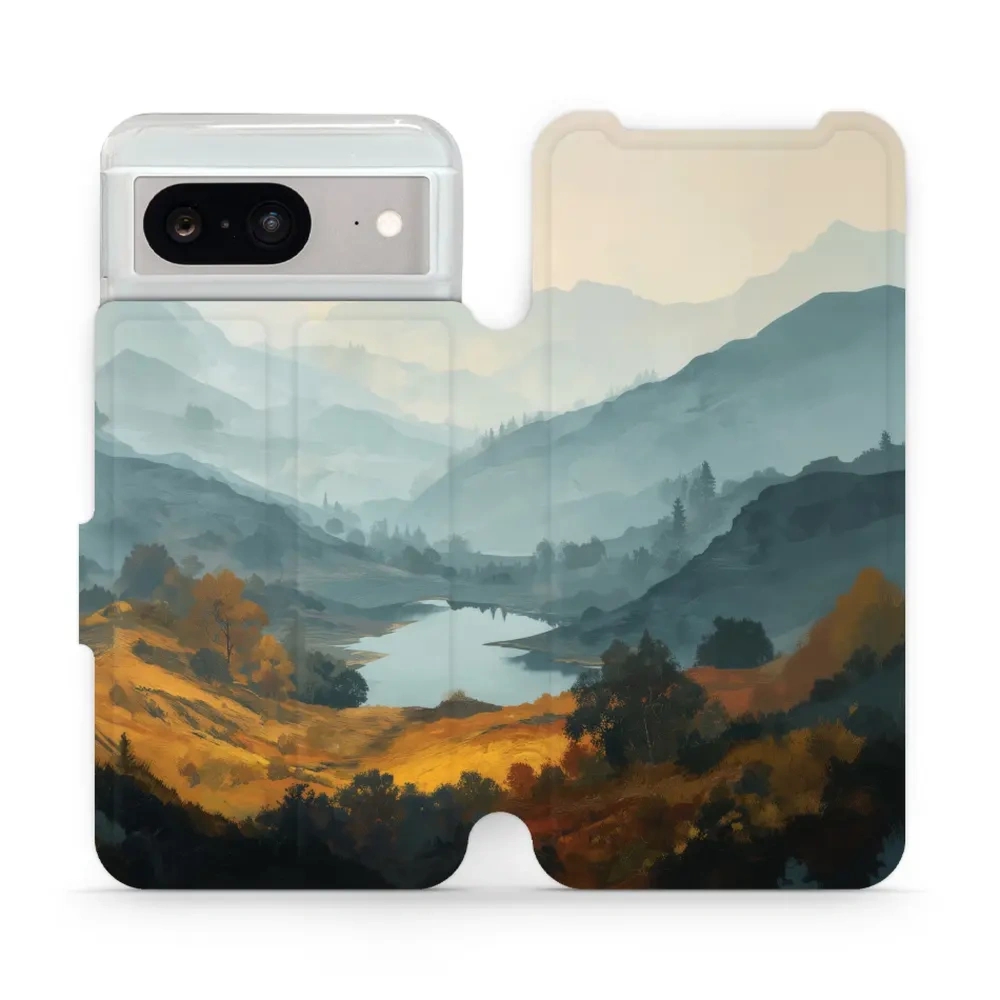 Etui z klapką do Google Pixel 8, Mobiwear Book, jezioro w dolinie