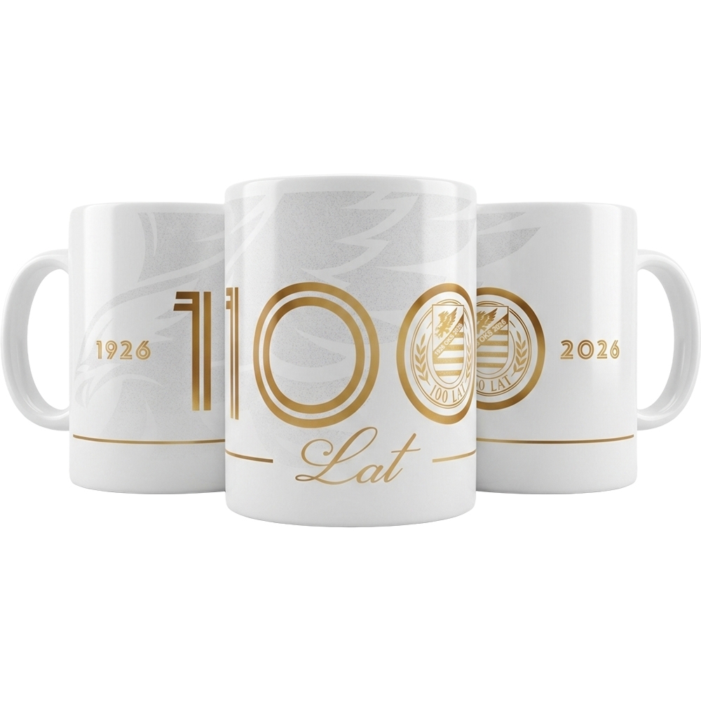 Kubek ceramiczny, OKS „1926 OKS 2026”, biało-złoty
