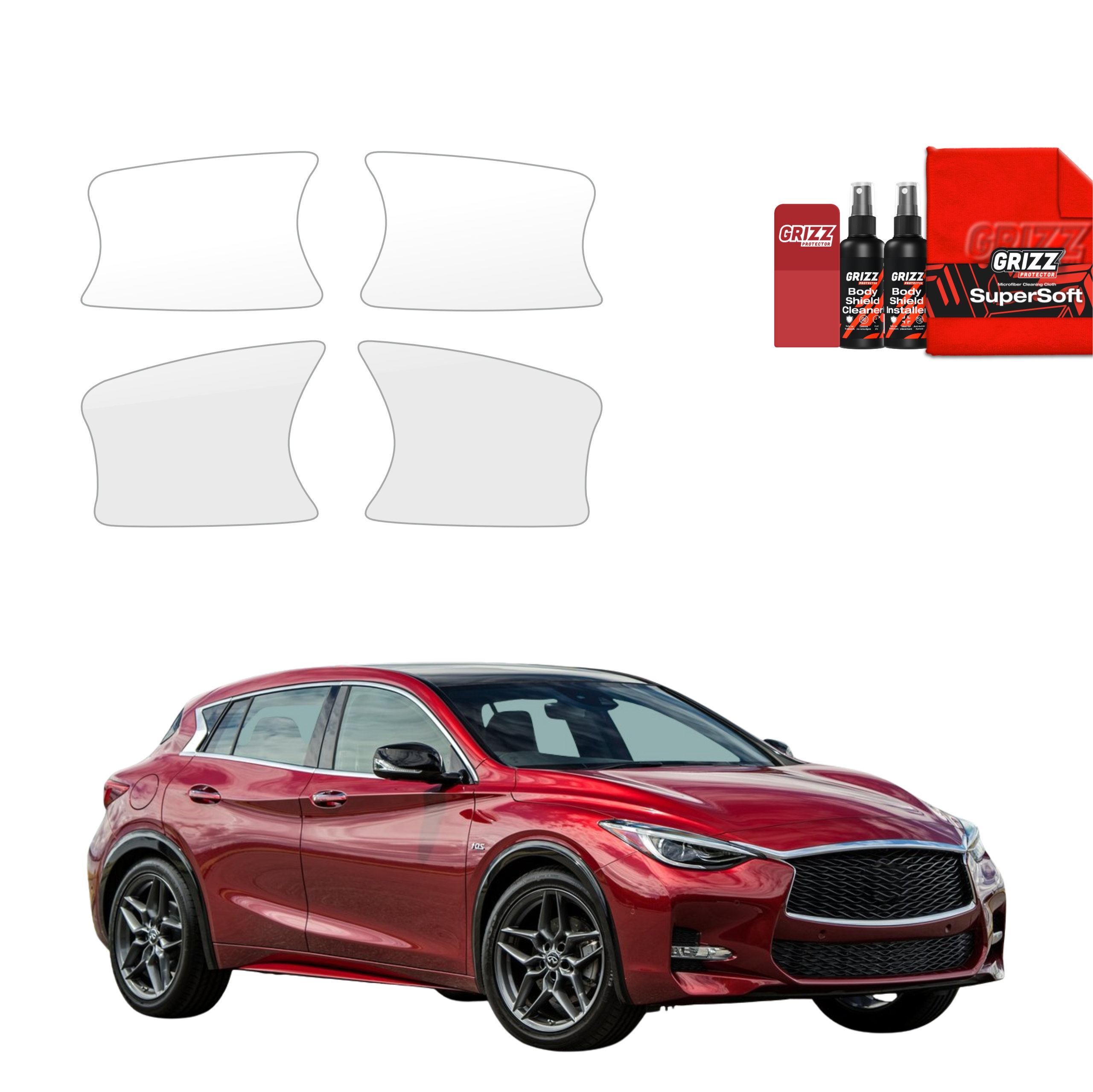 4w1 Bezbarwna folia ochronna Grizz Protector pod klamki Infiniti QX30 (2016-2020)