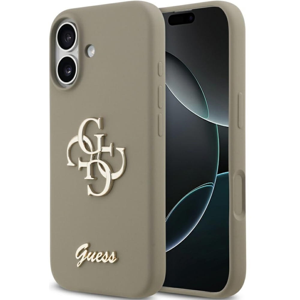 Etui Guess Hardcase Silicone Big 4G Script do iPhone 17, brązowe