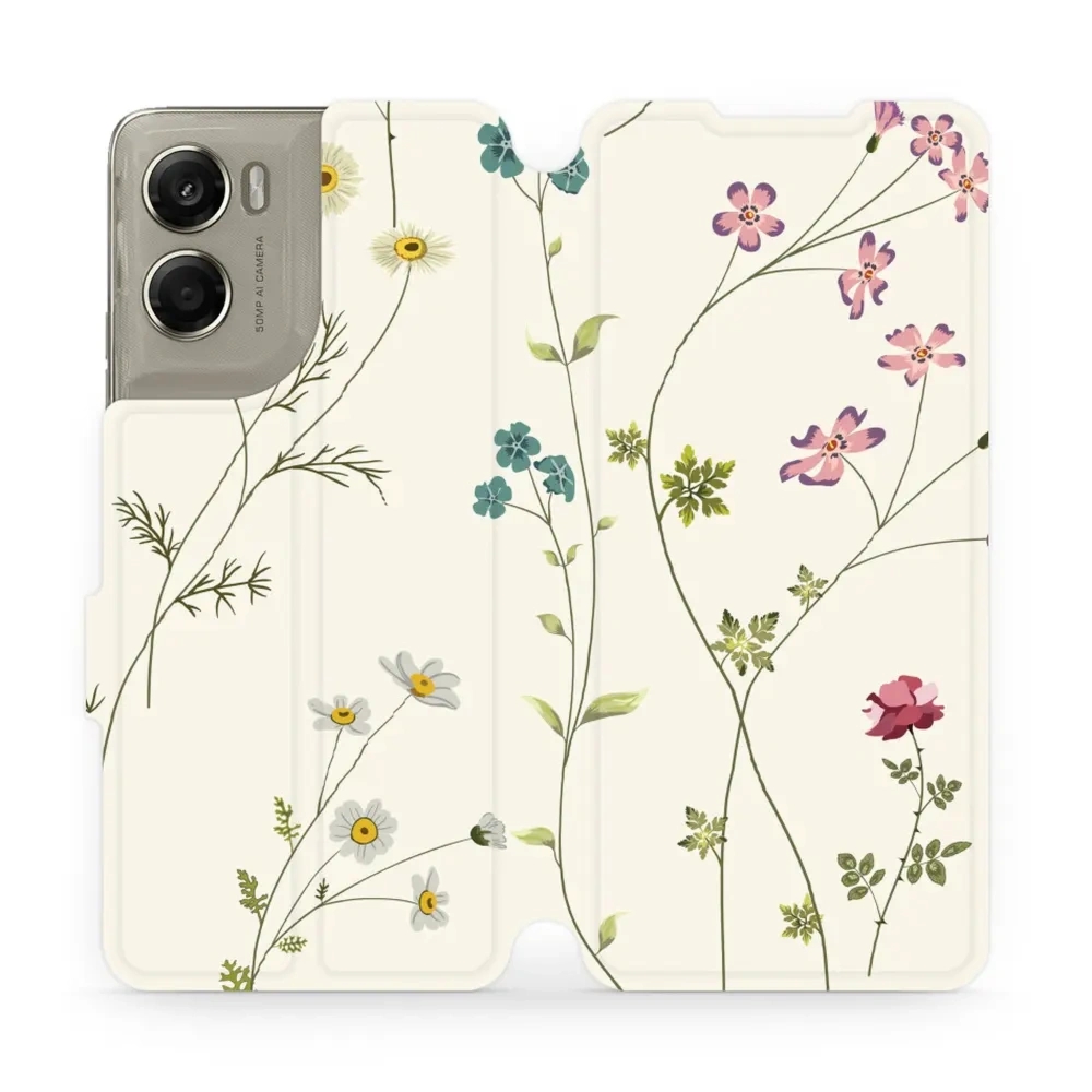 Etui z klapką do Motorola Moto G06 4G / Motorola Moto G06 Power 4G, Mobiwear Book, polne kwiaty