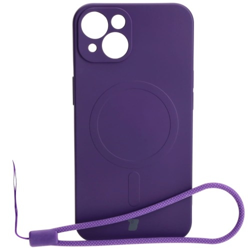 Image of Etui silikonowe z pierścieniem magnetycznym Bizon Case Silicone Magnetic do iPhone 13, śliwkowe