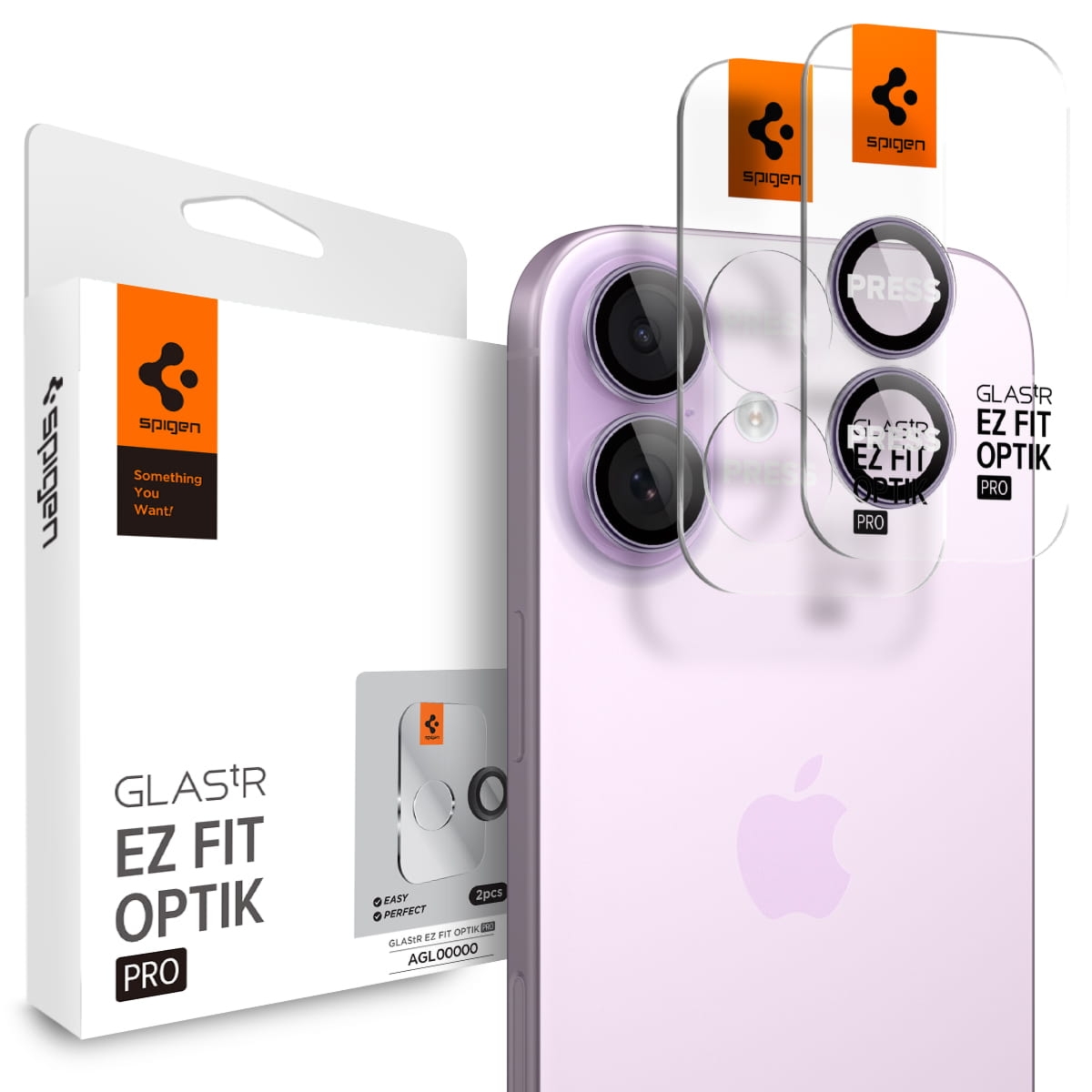 Szkło na aparat Spigen Glas.tR Ez Fit Optik Pro 2-Pack do iPhone 17 / 16 Plus / 16, czarno-fioletowe