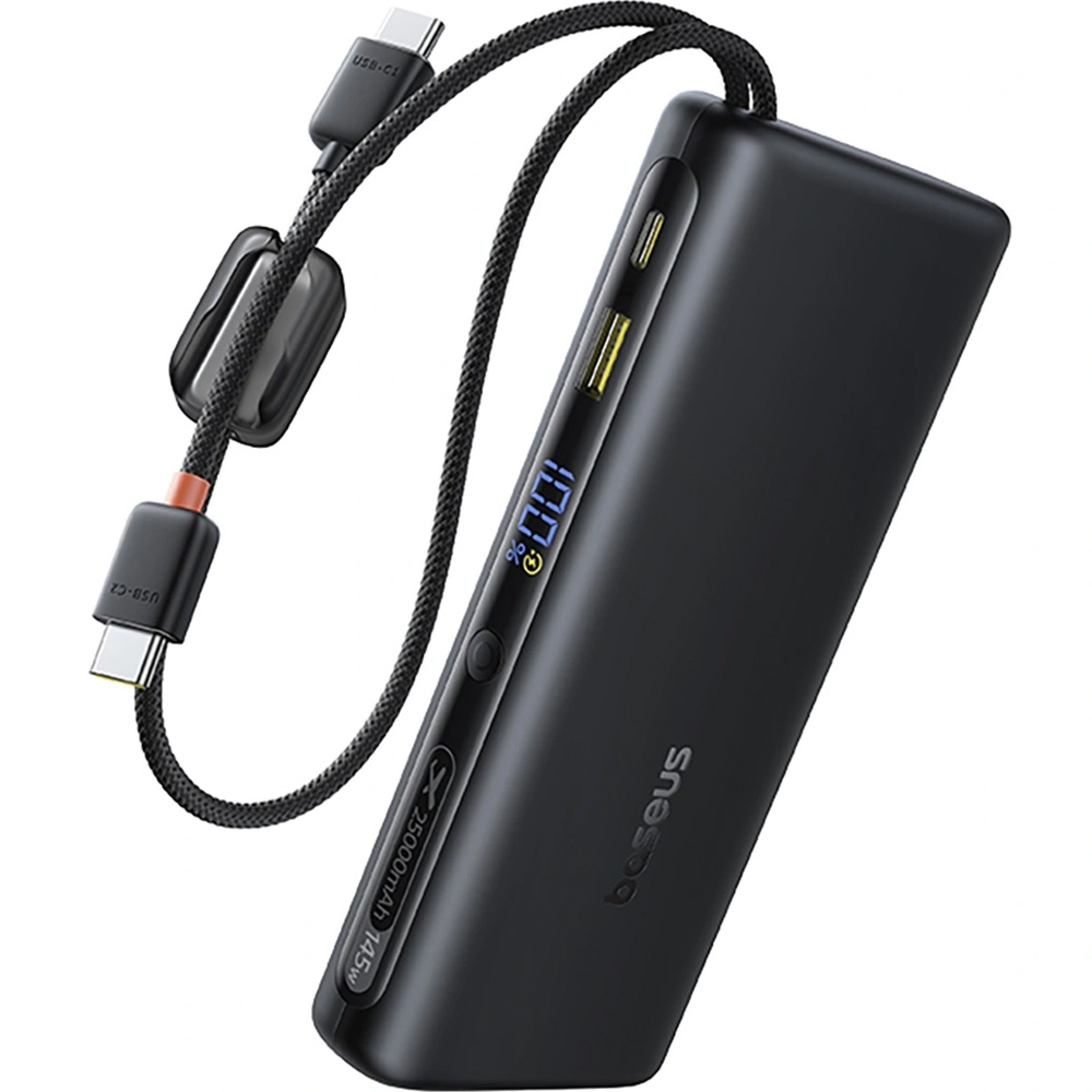 Powerbank Baseus EnerFill FC41 25000mAh, 145W, USB-A, USB-C, z wbudowanym kablem 2x USB-C, czarny