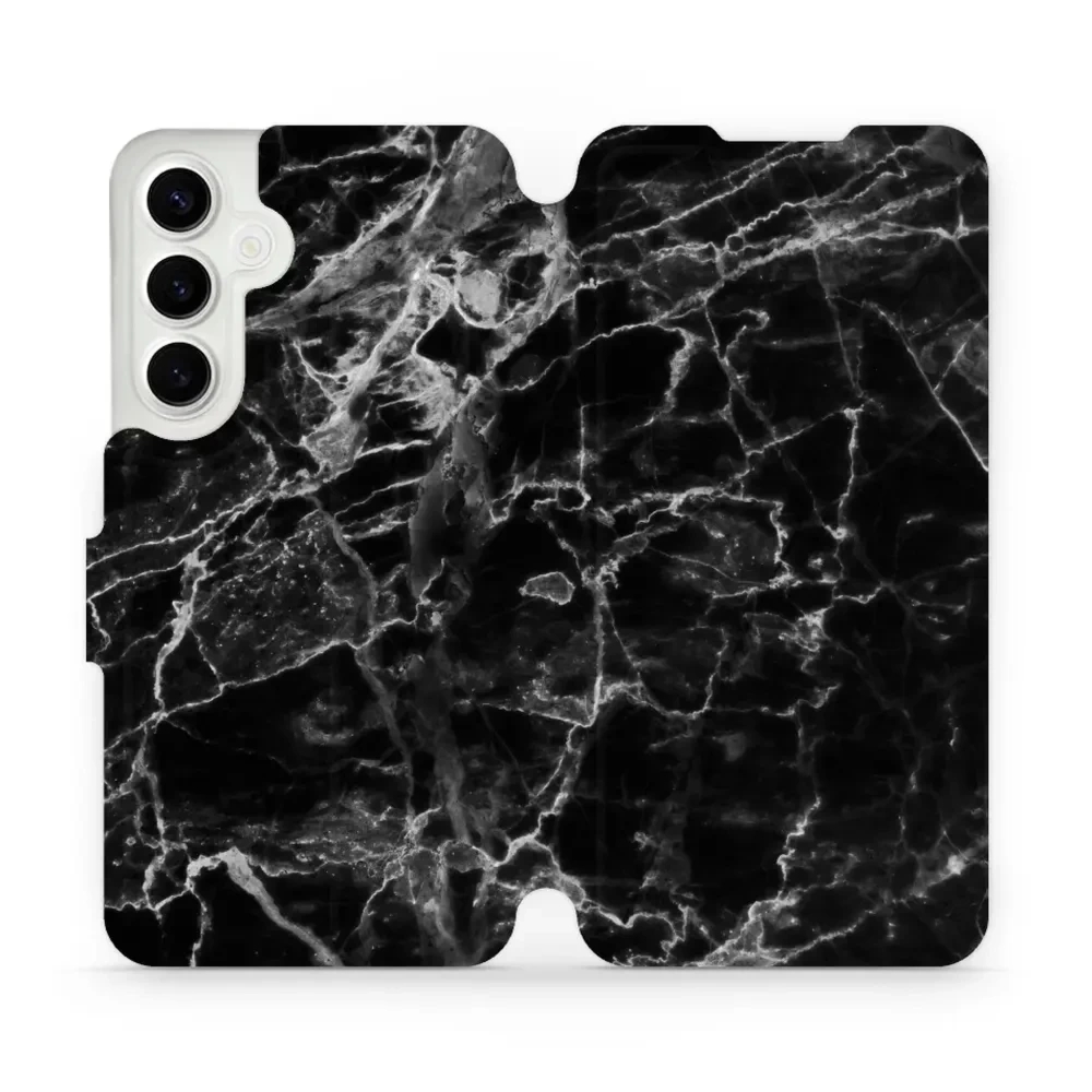 Etui z klapką do Galaxy S24 Plus, Mobiwear Book, czarny marmur