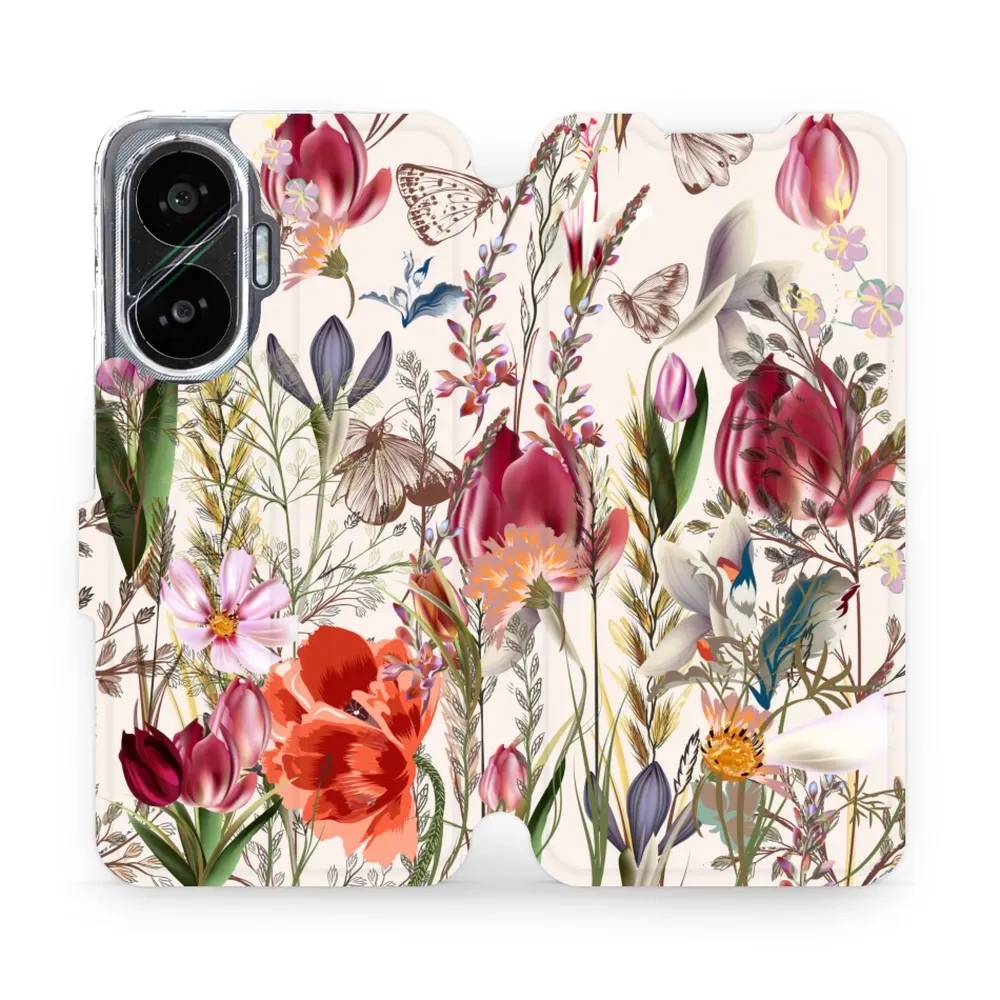 Etui z klapką do Xiaomi POCO F7, Mobiwear Book, bukiet kwiatów