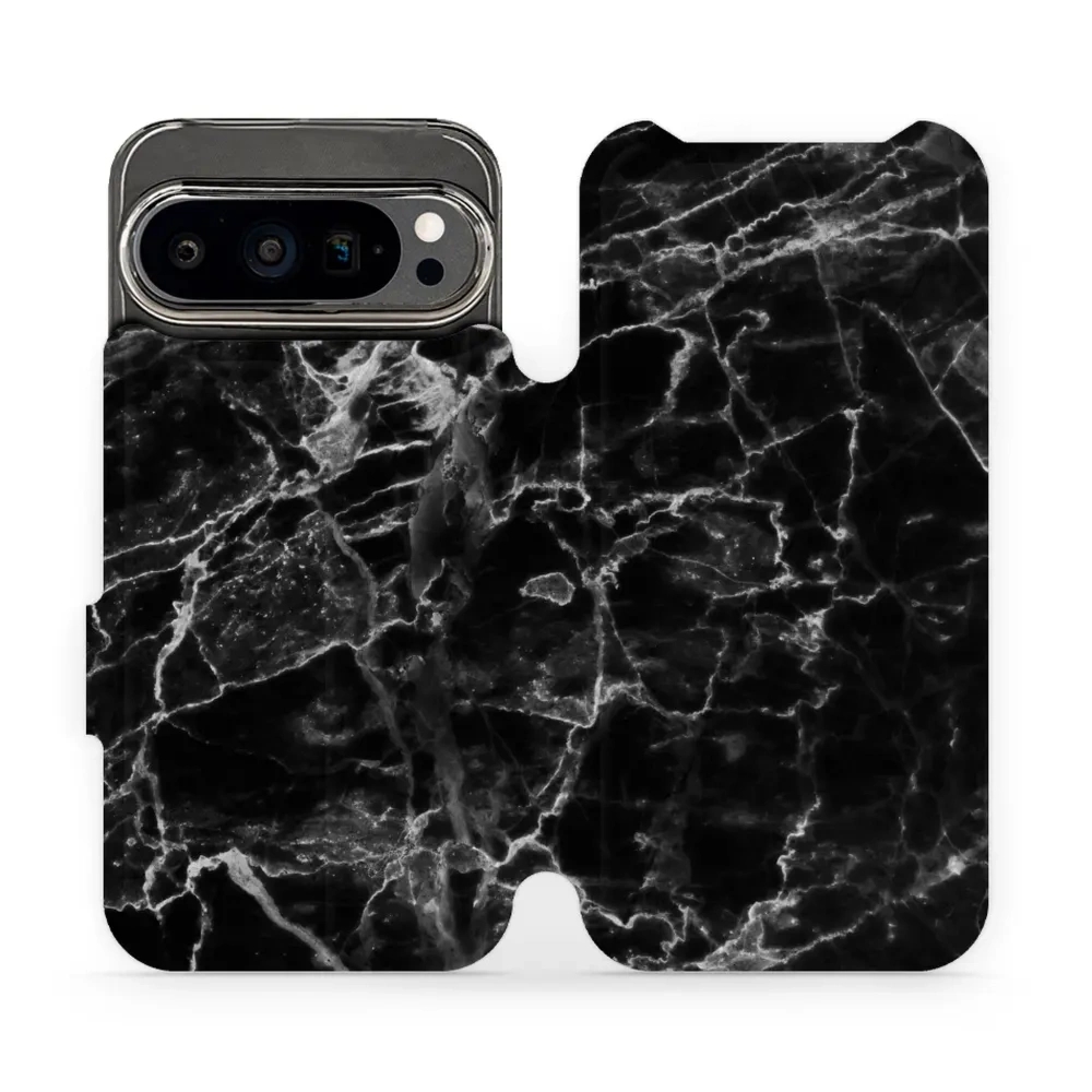 Etui z klapką do Google Pixel 9 Pro, Mobiwear Book, czarny marmur
