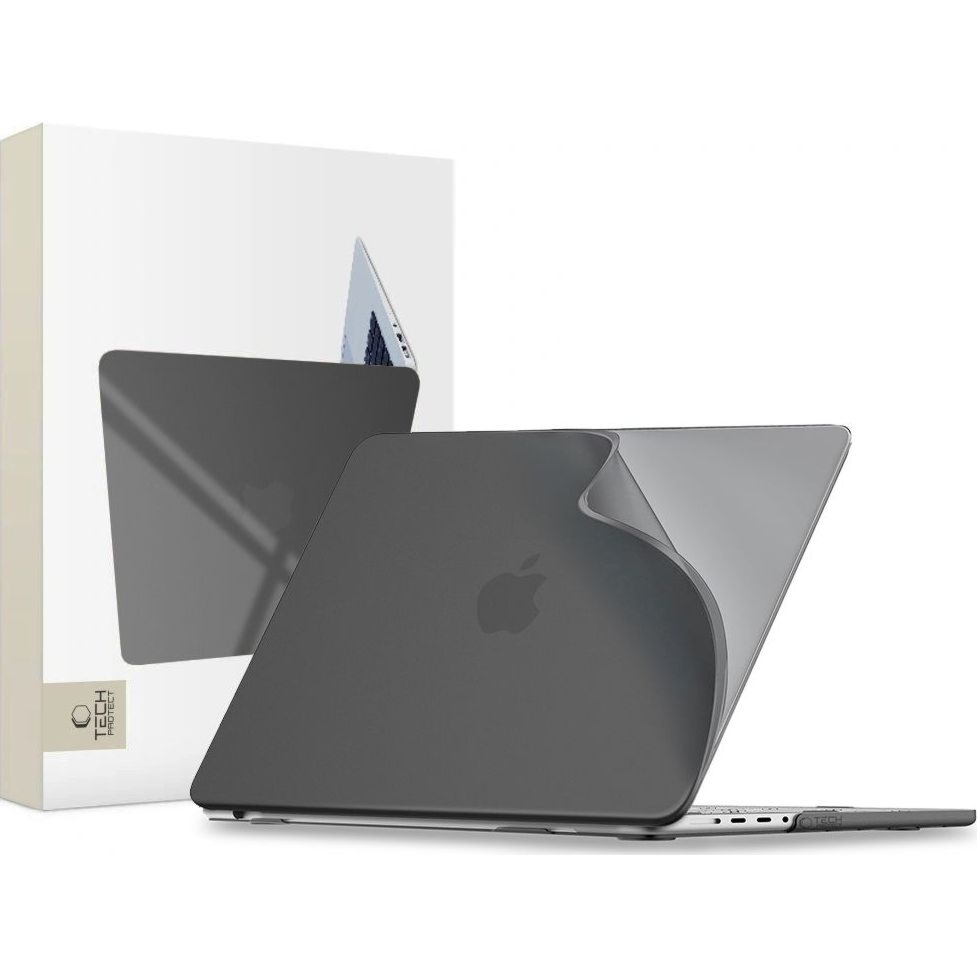 Etui ochronne Tech-Protect Softshell do MacBook Pro 14″ 2021-2026, matowe półprzezroczysto-czarne