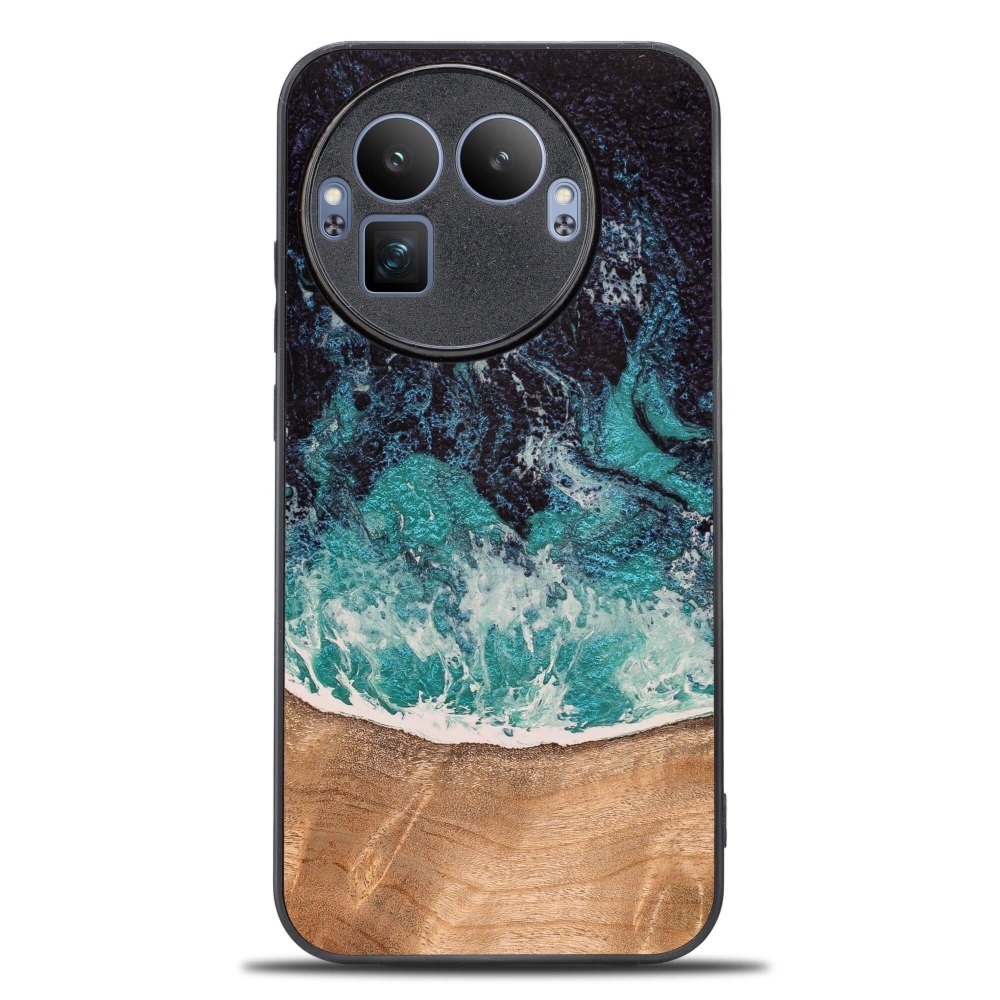 Drewniane etui do Realme GT 8 Pro, Bewood Unique Dream Island, niebiesko-brązowe