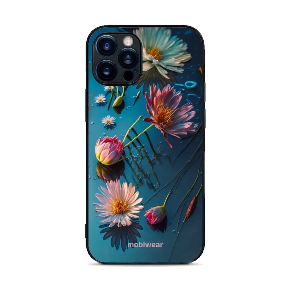 OUTLET: Etui ochronne do iPhone 12 Pro, Mobiwear Glossy Case, niebiesko-kwieciste