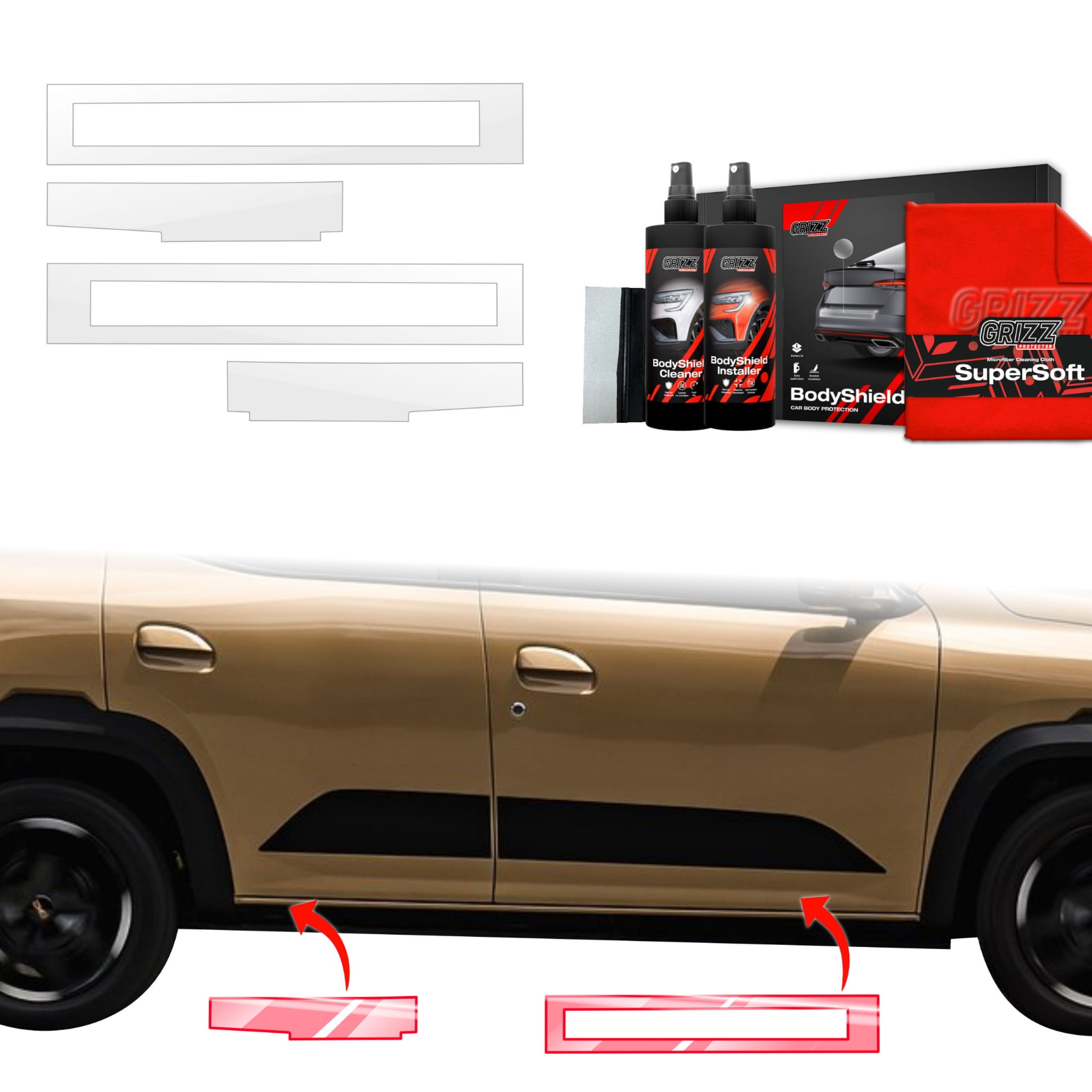 4w1 Folia ochronna Grizz Protector na progi do Dacia Spring (2024-2026)