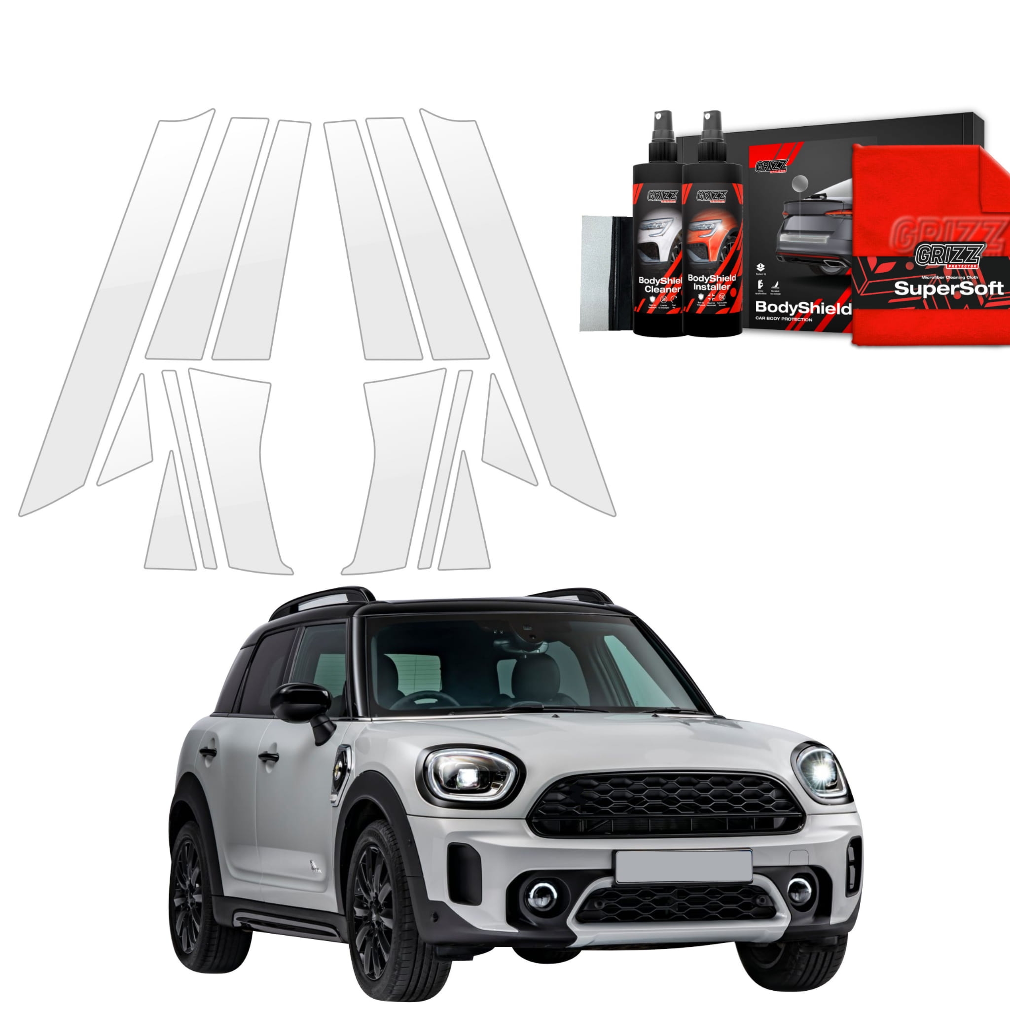 14w1 Folia ochronna Grizz Protector na słupki do Mini Countryman (2023-2026)