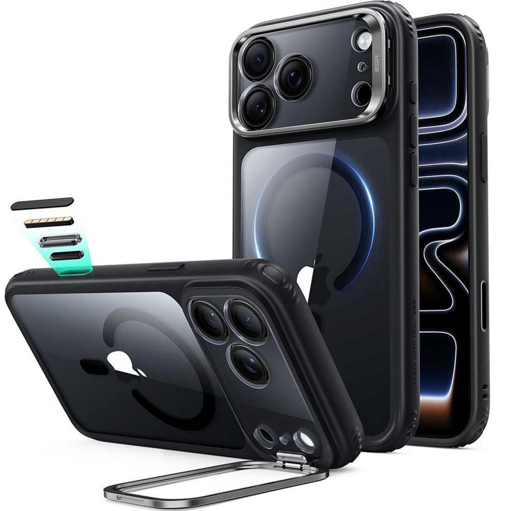 Etui ESR Classic Hybrid Kickstand do MagSafe do iPhone 18 Pro Max / 17 Pro Max, przezroczysto-czarne