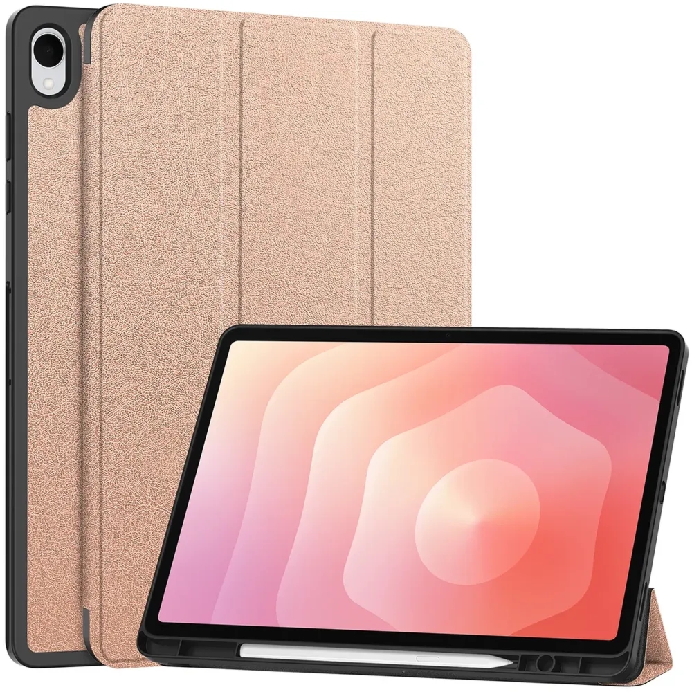 Etui z klapką Bizon Case Tab Lizard do Galaxy Tab S12 Plus, różowozłote