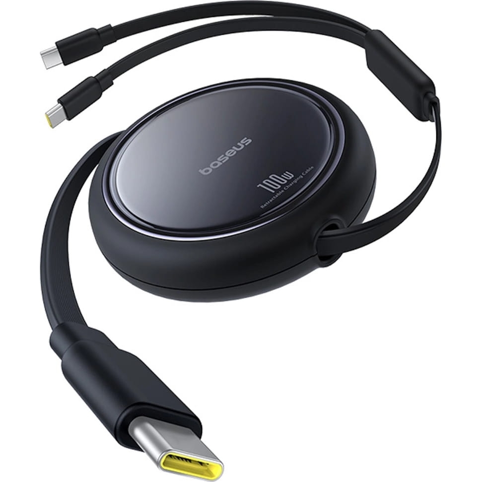 Image of Kabel zwijany Baseus Bright Mirror Series USB-C do 2x USB-C, 100W PD, 1 m, czarny