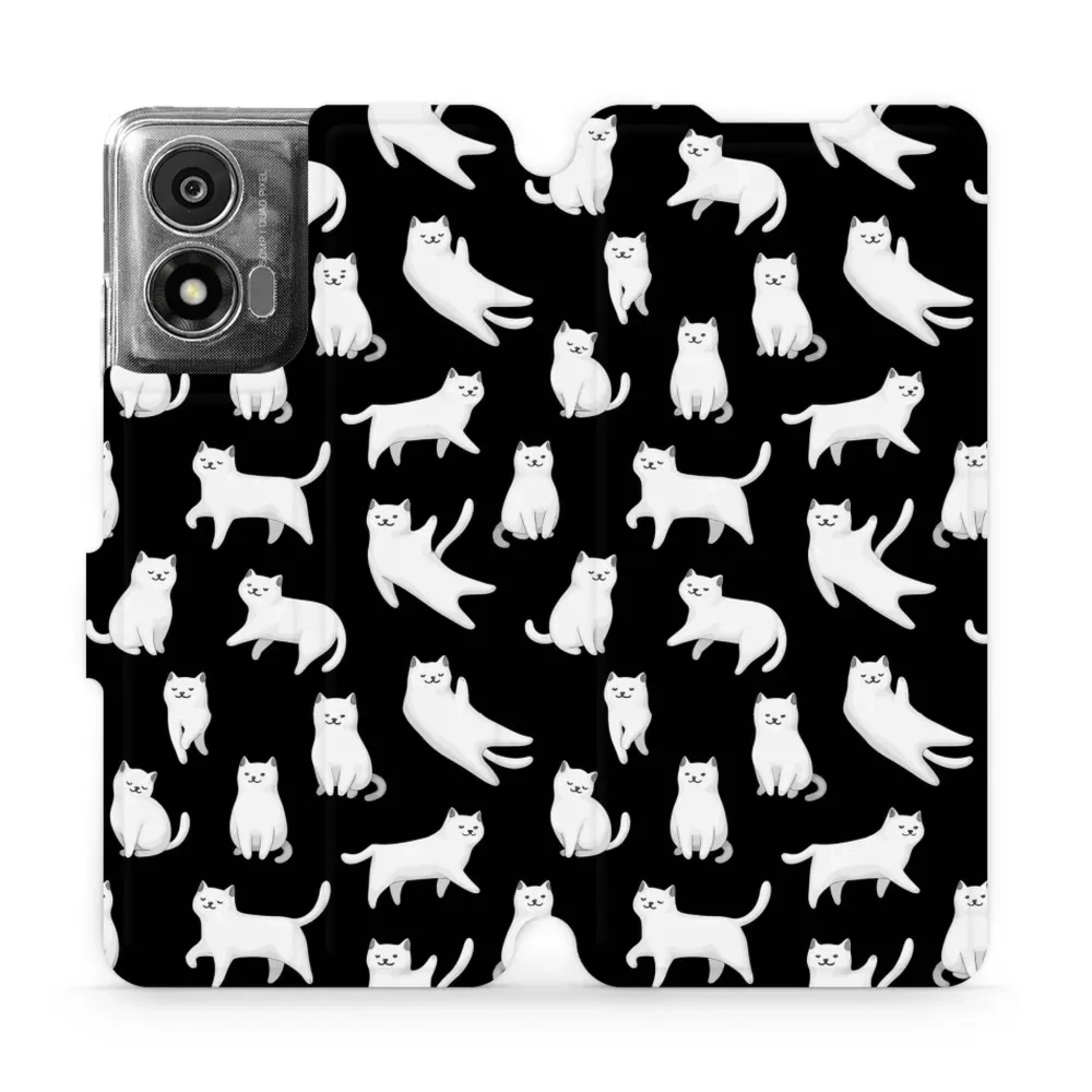 Etui z klapką do Motorola Moto E14, Mobiwear Book, kotki luna