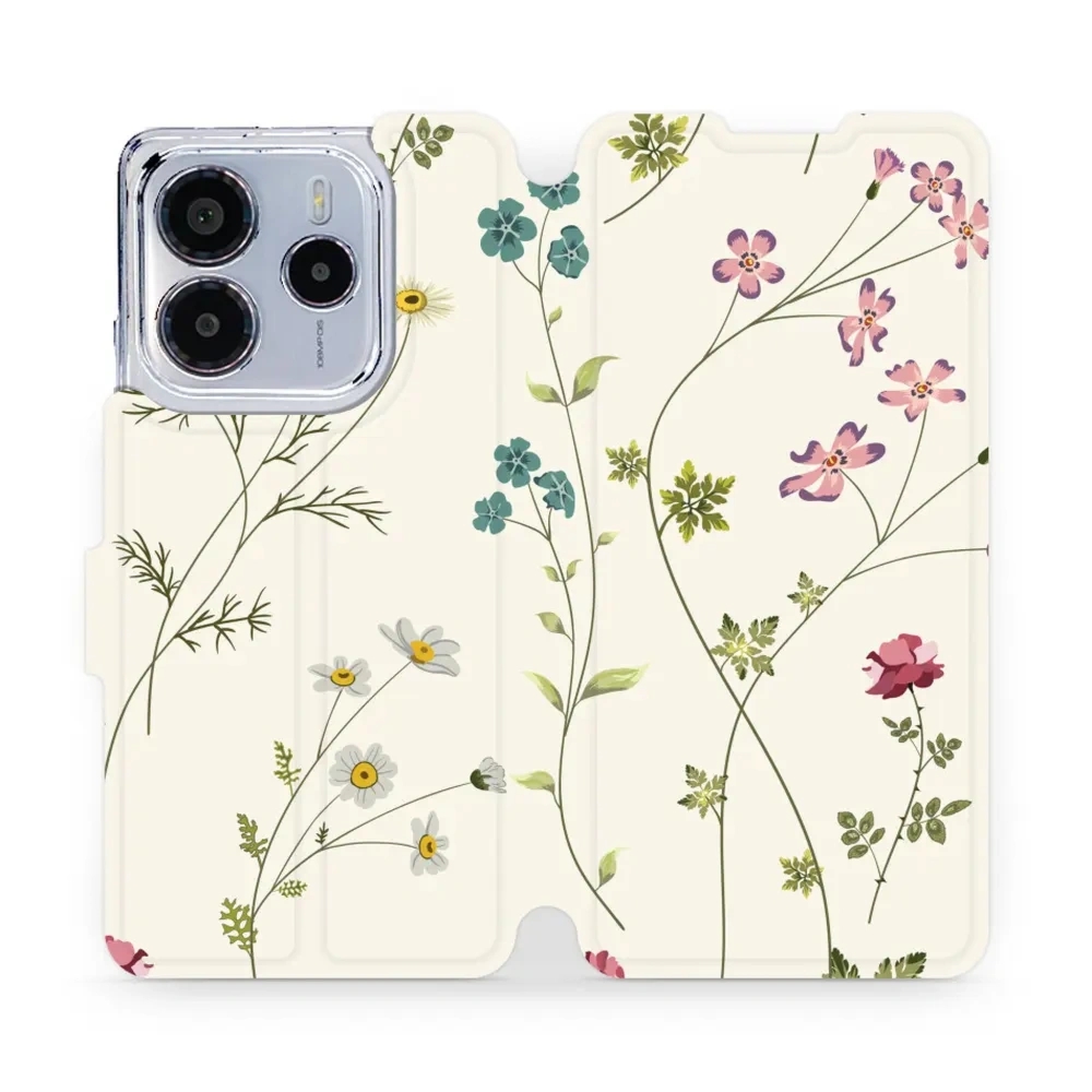 Etui z klapką do Xiaomi Redmi Note 14 4G, Mobiwear Book, polne kwiaty