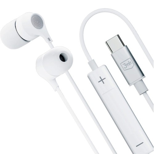Image of Przewodowe słuchawki dokanałowe 3mk Wired Earphones USB-C, białe