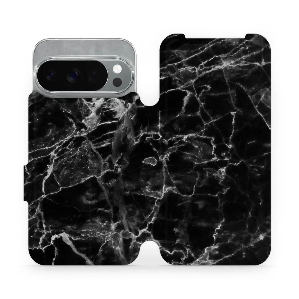 Etui z klapką do Pixel 10 Pro, Mobiwear Book, czarny marmur