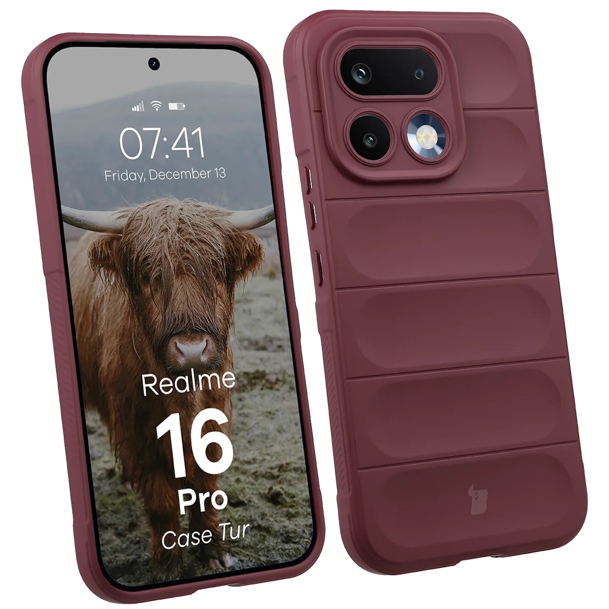 Pancerne etui Bizon Case Tur do Realme 16 Pro 5G, burgundowe