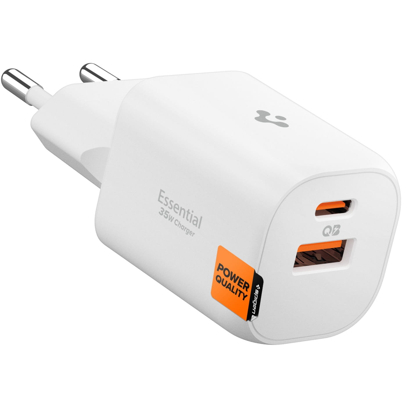 Ładowarka sieciowa GaN Pro USB-A / USB-C 35W, Spigen Essential EE352EU, biała